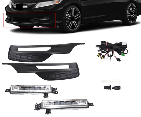 For Honda Accord Sedan 4Dr 2016 2017 Pair of Fog Light w/Bezel+Wiring+Switch Kit